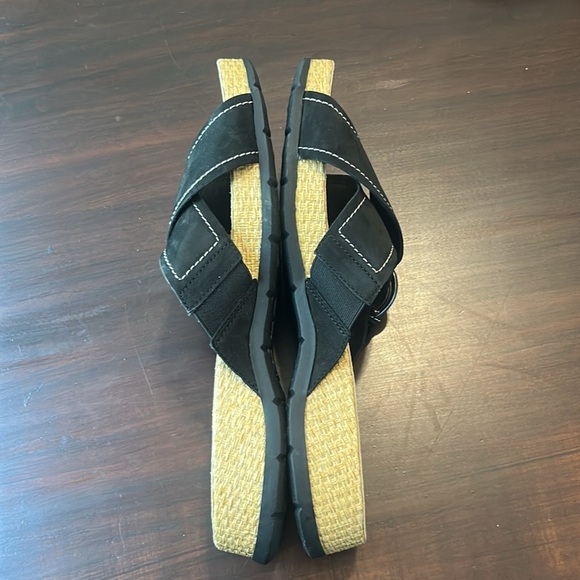 Clarks Collection Leather Criss Cross Slide Sandals ‘Reileigh May’ Black Size 12 - Picture 11 of 15